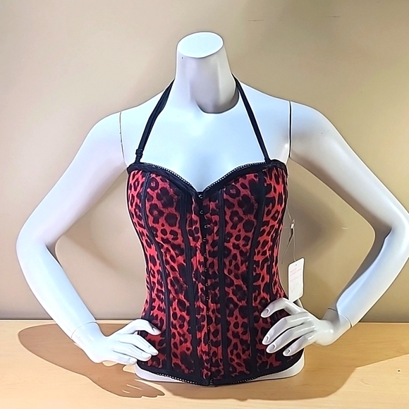 Red Cheetah (or Leopard?) Print Corset - Picture 1 of 5